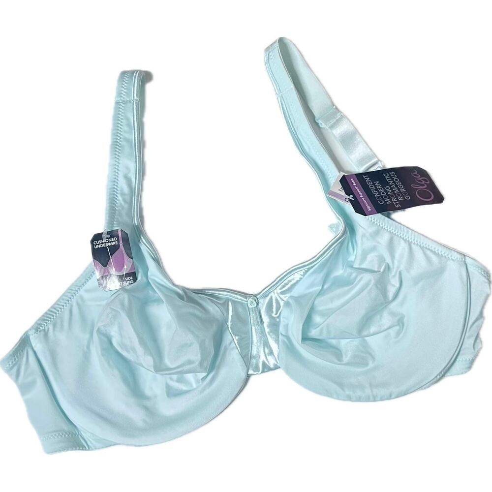 Olga 35002 Signature Support Satin Underwire Bra 38D Sea Spray Blue Mint - Picture 4 of 4